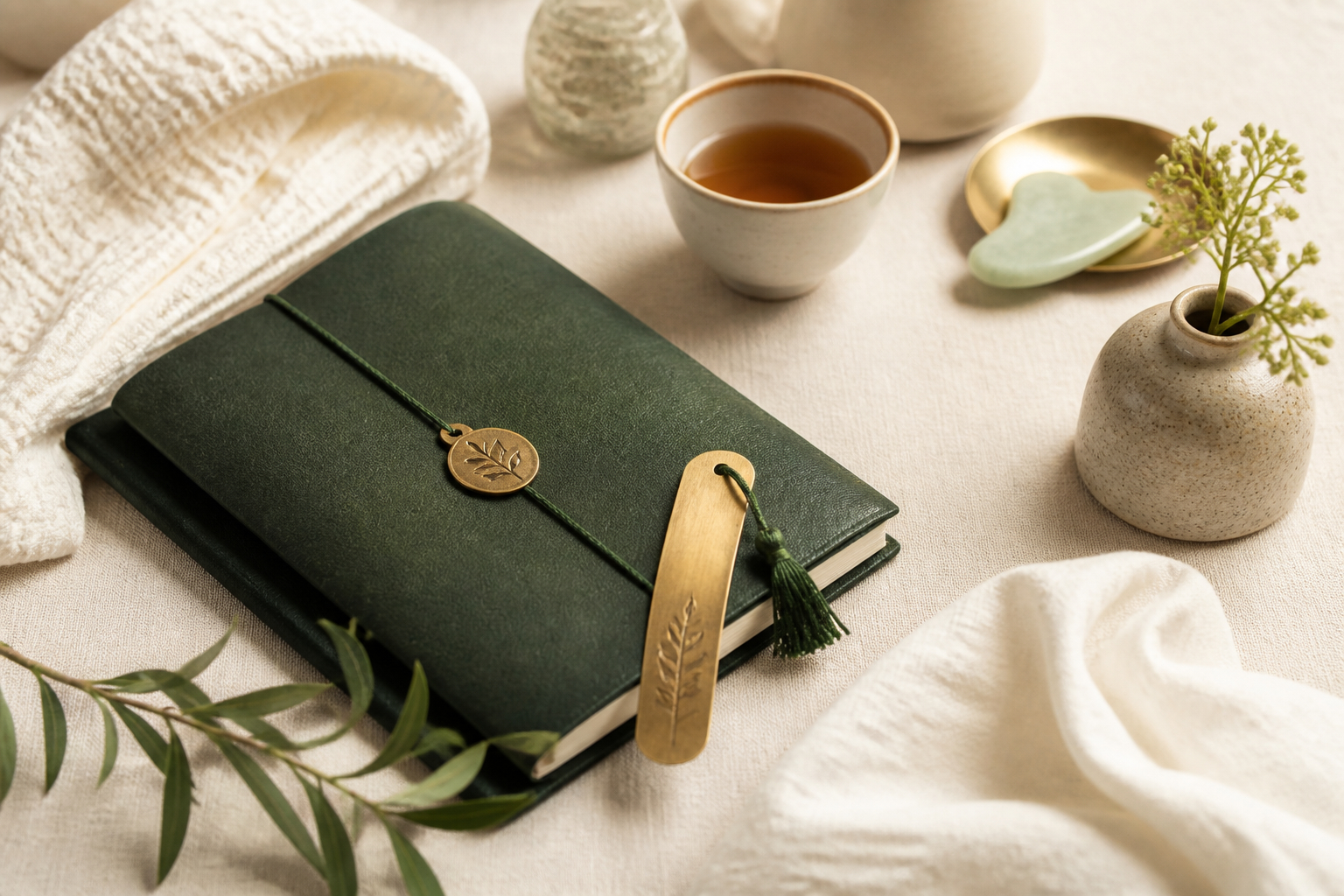 Editorial Ritual Guide journal scene with Spa Mambo textures